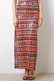 Sequins Tribal Maxi Skirt