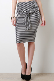Striped Self Tie Skirt