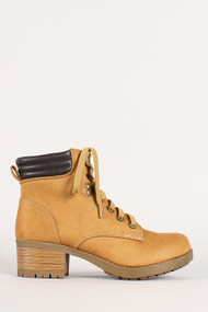 Ridged Collar Faux Suede Work Boot