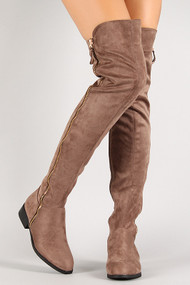Suede Zip Up Thigh High Boot