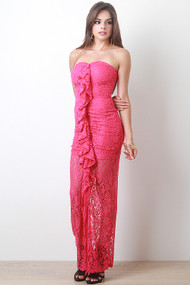 Flared Panel Lace Maxi Dress