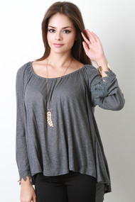 Woven Knit Peasant Top
