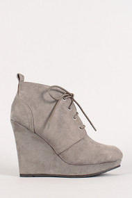 Lace Up Wedge Bootie