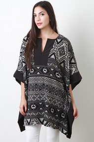 Relaxed Tribal Woven Poncho