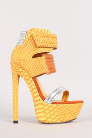 Fahrenheit Fiona-05 Snake Open Toe Platform Heel