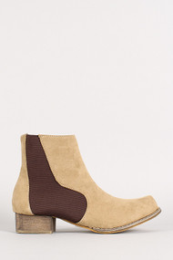 Suede Elastic Panel Ankle Bootie