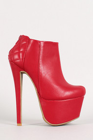 Quilted Panel Stiletto Platform Bootie