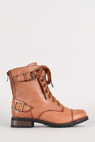 Belted Collar Military Lace Up Boot