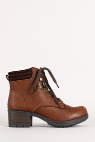 Ridged Collar Leatherette Work Boot