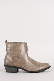 Nubuck Pointy Toe Low Heel Ankle Bootie