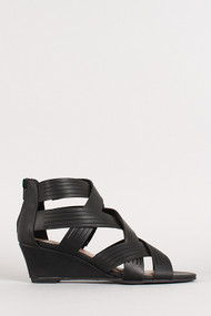 Qupid Amor-144 Strappy Open Toe Wedge Sandal