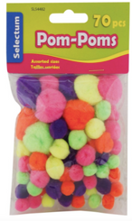 Pom Poms 70pk Assorted Colours MIX sizes