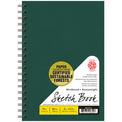 SALE! GREEN Hard Cover Sketchbook Coil 5.5x8 160 pages