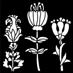 Stencil 4.5x4.5 3 Flowers