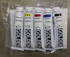 Sublime Set Artist Acrylic Primary 5 piece Golden Brand Heavy Body 2oz
