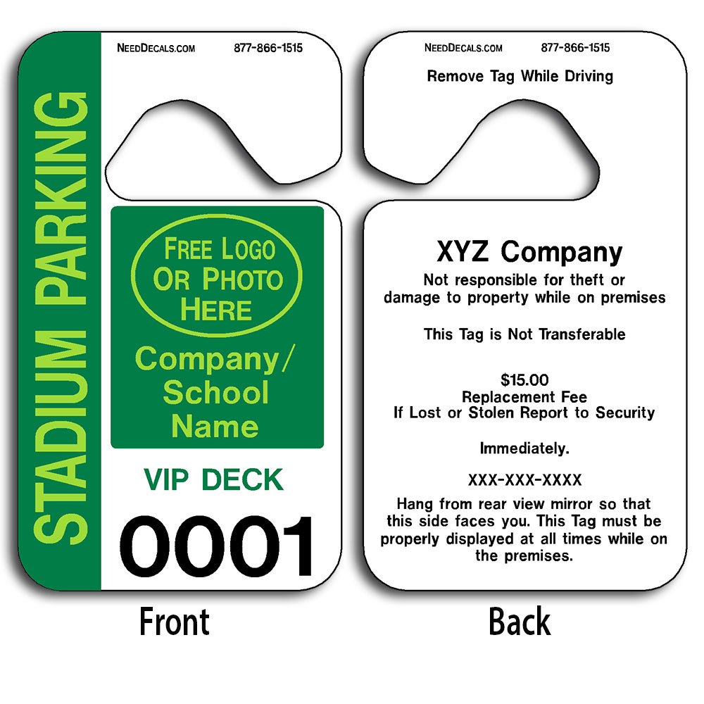Custom Parking Passes 50 3.10 to 2,500 0.42 Free Numbering