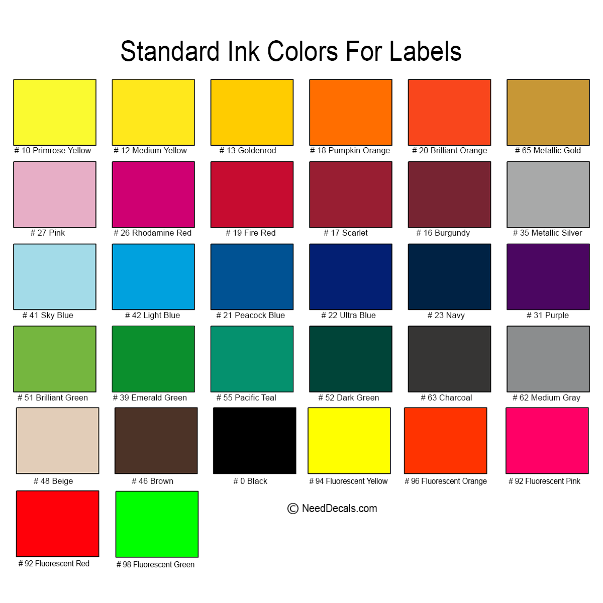 Standard Color Chart