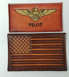 SALE!!! EMBOSSED NAMETAG AND AMERICAN FLAG (Brown)