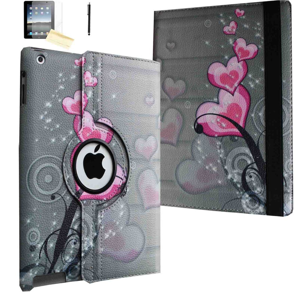 jytrend tm 360 degrees rotating stand leather magnetic smart cover case for ipad air ipad 5 with bonus screen protector stylus and cleaning cloth