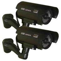 2 Pack - USAHITEC JYtrend (TM) Outdoor Dummy Fake Security Camera with Inflared Leds BLINKING LIGHT, Black 