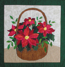 -Poinsettia Basket - New Technique of Foundation Paper Piecing Pattern - 24" x 24" Quilt Block
