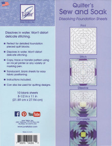 Quilter's Sew & Soak Foundation Sheets Front Cover