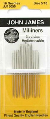 John James Milliners/Straw #5 to #10 Size Needles 16 Needles Total