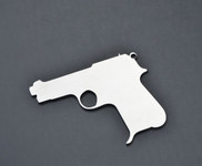 Hand Gun Revolver Pistol Stainless Metal Car Truck Motorcycle Badge Emblem (select size)