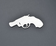 Hand Gun Revolver Pistol v6 Stainless Metal Car Truck Motorcycle Badge Emblem (select size)