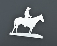 Cowboy on horse v2 Stainless Metal Car Truck Motorcycle Badge Emblem (select size)
