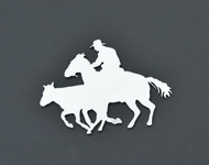 Cowboy on horse v3 Stainless Metal Car Truck Motorcycle Badge Emblem (select size)