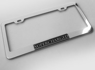 Supercharged Chrome Stainless Steel License Plate Frame Holder Surround with Mounting Screws & Caps
