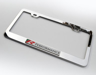 R Performance Chrome Stainless Steel License Plate Frame Holder Surround with Mounting Screws & Caps