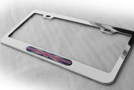 UK Union Jack  Chrome Stainless Steel License Plate Frame Holder Surround with Mounting Screws & Caps