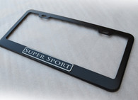 Super Sport Custom Black License Plate Frame Holder Surround with Mounting Screws & Caps