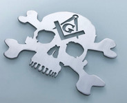 Mason Masonic Skull and Crossbones bones Badge Emblem Metal Car Truck Motorcycle