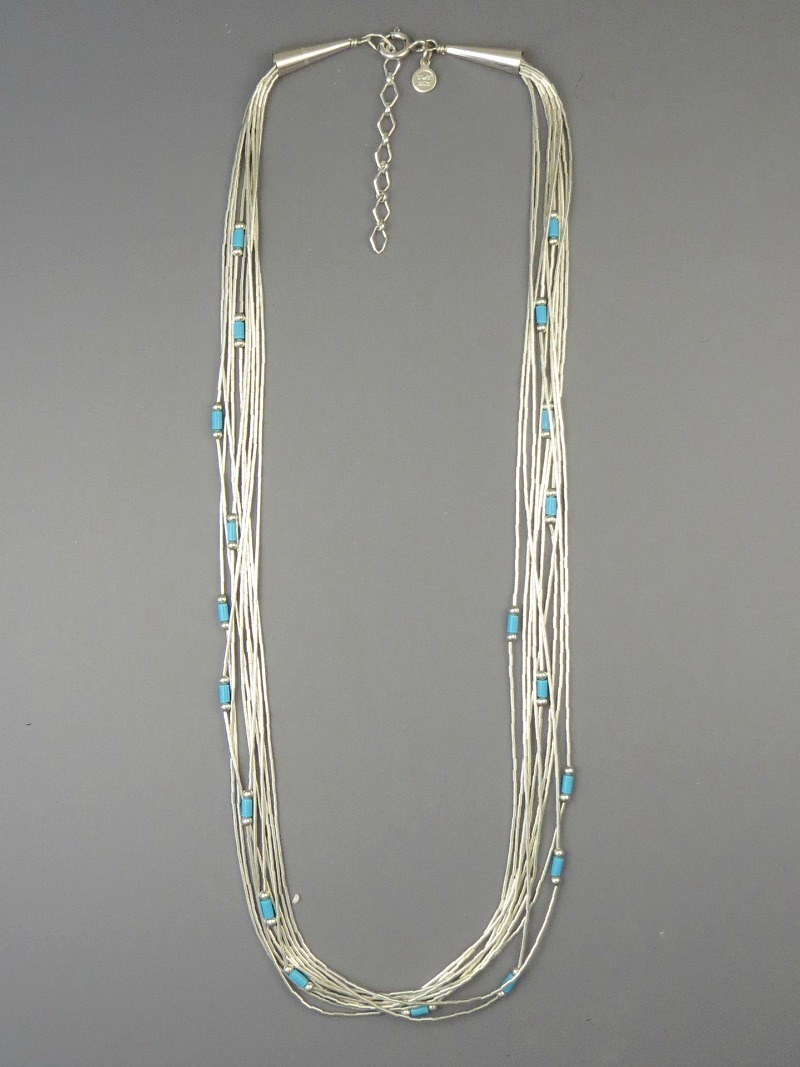 10 Strand Liquid Silver Turquoise Heishi Necklace 18 ...