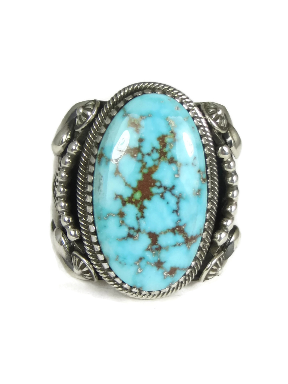Natural Kingman Bird S Eye Turquoise Ring Size 13 By Delbert Gordon - 