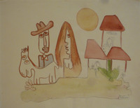 Fuster (José Rodríguez Fuster) #31a. "Cubanava," N.D. Watercolor on paper. 15.5 x 20 inches. 