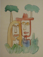 Fuster (José Rodríguez Fuster) #35.  Untitled, N.D. Watercolor on paper. 20 x 14.5 inches