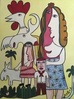 Fuster (José Rodríguez Fuster) #4914. "la familia de Cuba," 2007. Oil on canvas, 25 x 20 Inches. SOLD!