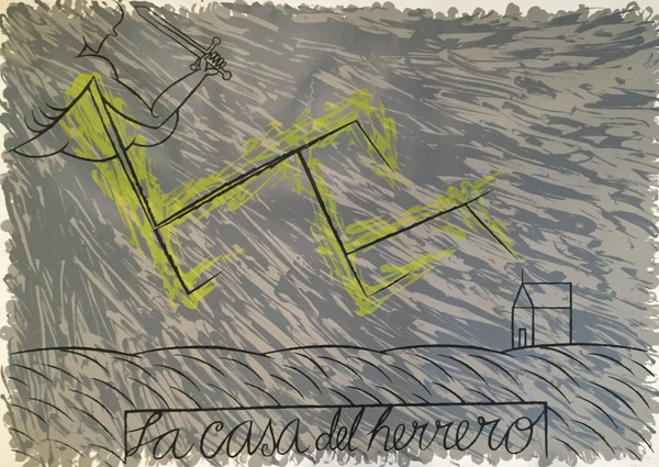 "La casa del herrero," Jose Bedia #298. 1988. Serigraph, edition 46 of 150. 20" x 27.5".
