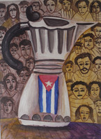 Castillo (Osvaldo Castillo Vasquez) #5609. "cafetera Cubana," 2011. Acrylic on paper. 9.5 x 13.75 inches. 