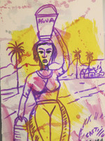 Castillo (Osvaldo Castillo Vasquez) #6076a. Untitled, N.D. Ink and watercolor on paper. 10" x 6,5."