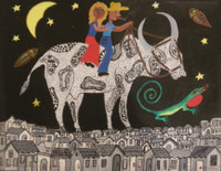 Cenia Gutirez Alfono #3983.  "Se roban a la Mulata," 2006. Acrylic on canvas. 13.5 x 18 inches.  SOLD!