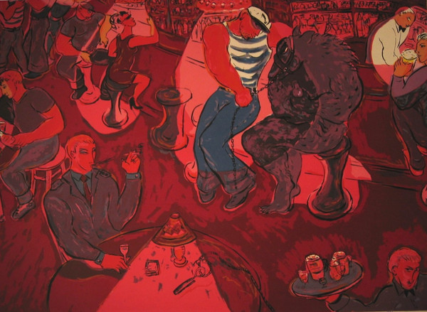 "El bar," Rocio Garcia #2758. 2003. Serigraph print, edition 20 of 100. 26" x 34".