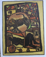 Miguel Angel Lobaina #2449. "Por mi ciudad," N.D. Etching print, 19.75 x 15.25 Inches.