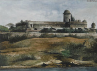 Copperi (Luis Alberto Perez Copperi) #2598. "Mi castillo," N.D. Watercolor on paper. 11 x 13.75 inches.