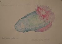 Marlys Fuego #5898. "Peluche," 2010. Ink and watercolor on paper. 19.75 x 27.5 inches. 