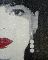 Mabel Poblet #5501. "Aun te veo,"  2010. Serigraph on transparent acetate mounted on canvas with nails. 96 x 72  Inches. SOLD!
